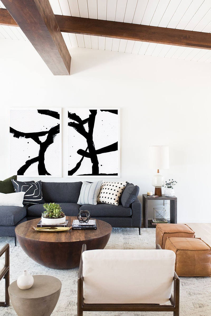 Set of 2 Abstract Art Set of 2 Wall Art Set of 2 Prints Etsy