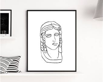 Antique head Art print, Minimalist Artwork, Minimalist Poster, Art Prints, Black White Print, Black White Abstract, Contemporary Print, Art