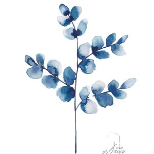 Navy Blue Wall Art, Set of 2 Navy Art, Blue Printable, Blue Watercolor ...