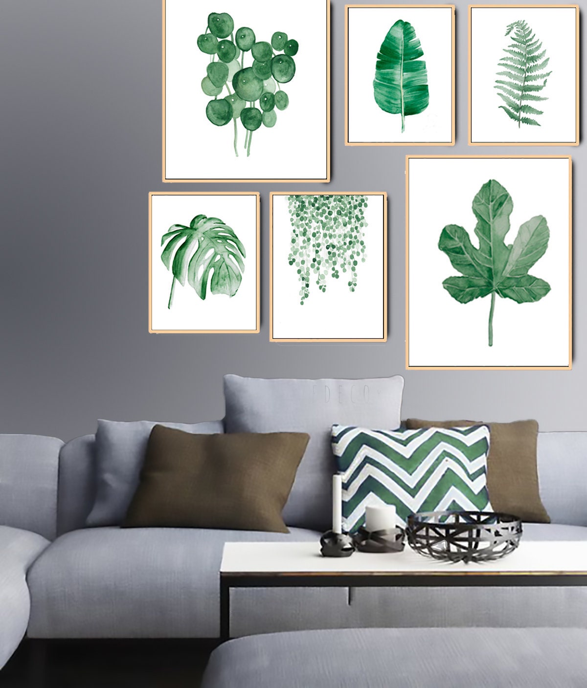 Watercolor Leaves Prints, Set of 6 leaf prints, Set of 6 Prints