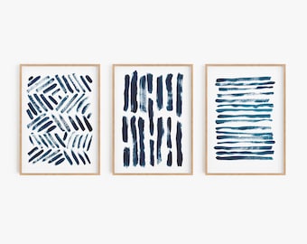 Set of 3 navy blue prints,Set of 3 wall art,Blue Abstract,Blue Decor,Minimalist Wall Art,Set of 3 prints,Digital Download,Printable art,Art
