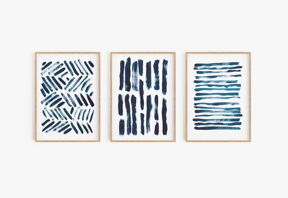 Set of 3 navy blue prints,Set of 3 wall art,Blue Abstract,Blue Decor,Minimalist Wall Art,Set of 3 prints,Digital Download,Printable art,Art