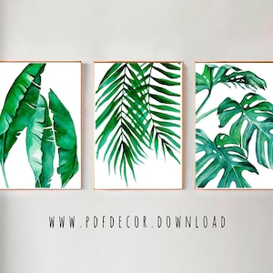 Tropical Leaves Set, Set of 3 Leaves Prints, Set of 3 Wall  Art, Tropical Print, Watercolor Leaves, Leaves print, Wall Art, Art Prints, Art