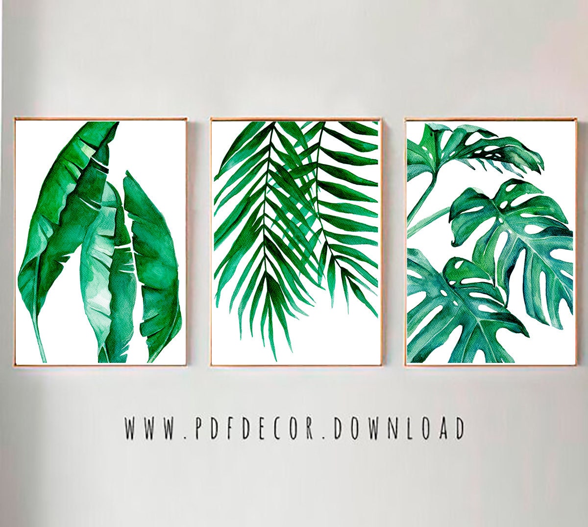 Instant Download Abstract Print Watercolor Botanical Print Set of 3 Herb Printable Plant Wall Art