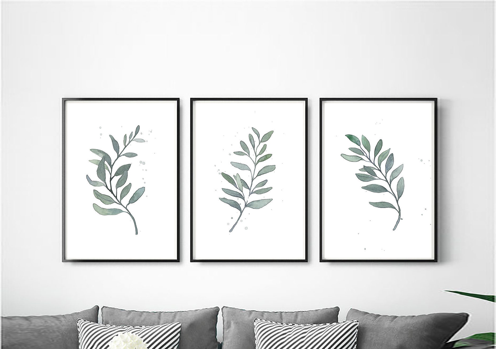 Set of 3 botanical prints Botanical Wall Art Greenery | Etsy