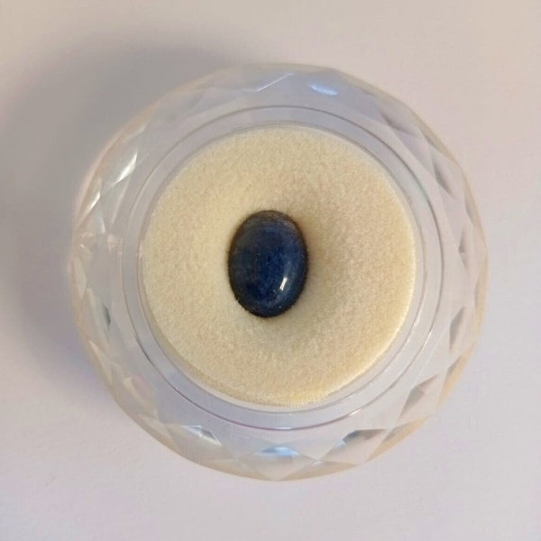 Sodalite oval cabochon with faceted plexiglass box