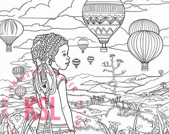 Balloon Sky Coloring Page
