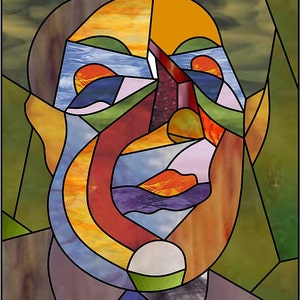 Fat man.Artdeco stainedglass pattern