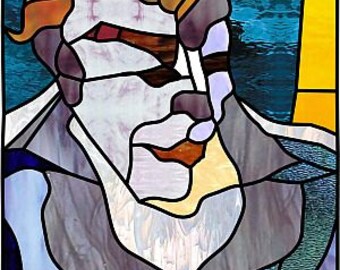 Artdeco man-portrait.Stainedglass pattern