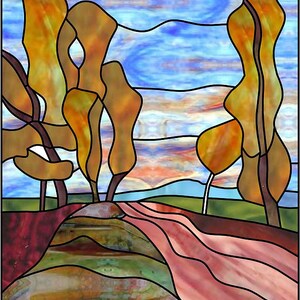 Blazing autumn. Stainedglass pattern