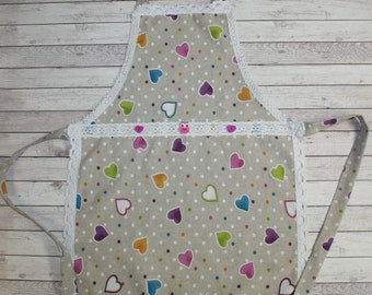 Girl Heart Apron, Christmas Kids Apron, Toddler Apron, Dots Apron, Heart Child Apron, Girl Full Apron, Children Apron Kids Present