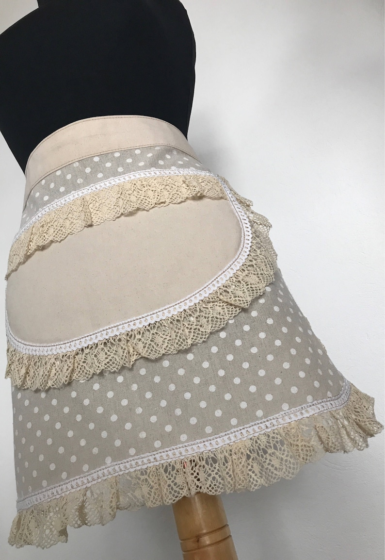 Country apron Personalized Apron Vintage Cottage Apron Shabby Style Rustic Chic Apron Lace Customized Retro Apron Chic Shabby Apron