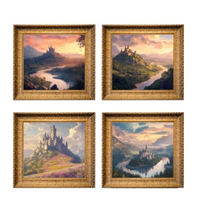 Medieval Castle Art Print, Fantasy Wall Decor, Vintage Castle Painting, Fantasy, Castle Art, Wall Art, Renaissance Knightcore Gift, Medieval
