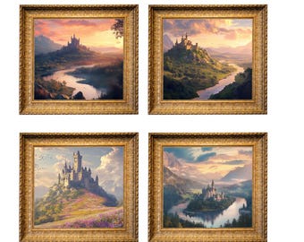 Impression d'art château médiéval, décoration murale fantastique, peinture château vintage, fantastique, art château, art mural, cadeau Renaissance Knightcore, médiéval