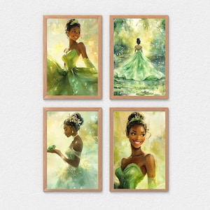 Tiana Watercolor Princess Print | Classic Fairytale Storybook Art, Fantasy Storybook Decor, Printable Wall Art, Digital Wall Art, Tiana Art