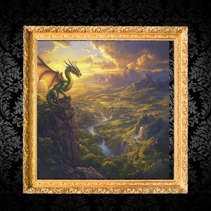 Fantasy Dragon Print | Dragon Art | Mystical Landscape Decor | Magical Creature Poster | DnD print | Mythology Art, Fantasy Art