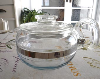 Vintage Pyrex Tea Pot 8446 B Clear Glass , 6 cup