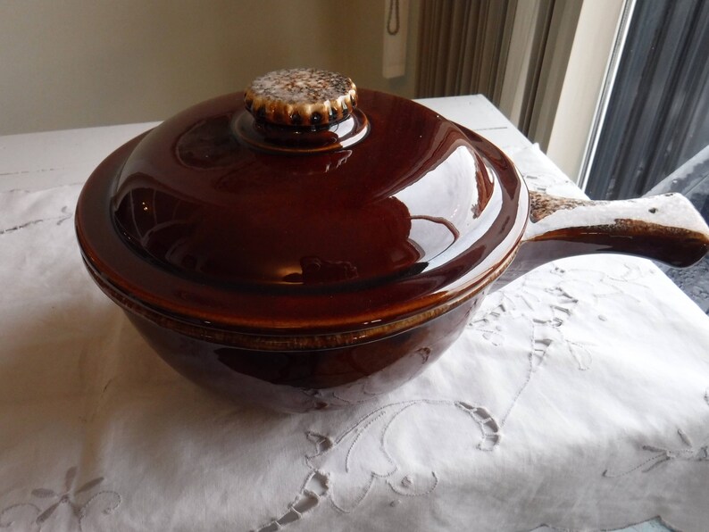 HULL USA BROWN drip pottery glaze oven proof pottery casserole Etsy