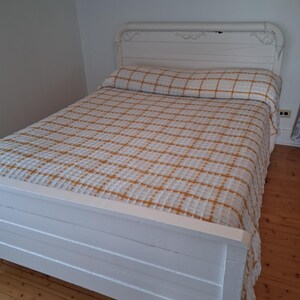 Vintage White Chenille Bedspread with Geometric Patterns Full Size Queen Size 99'' X 88''