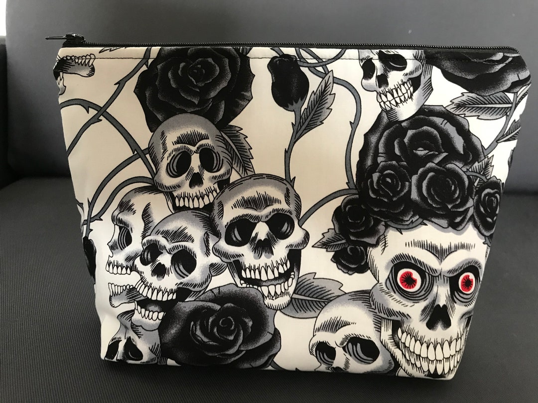 Handmade Goth/skull Themed Fabric Toiletries/travel Bag - Etsy UK