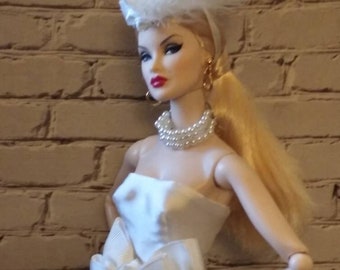White dress and hat for Barbie, Poppy Parker and Fashion Royalty 2