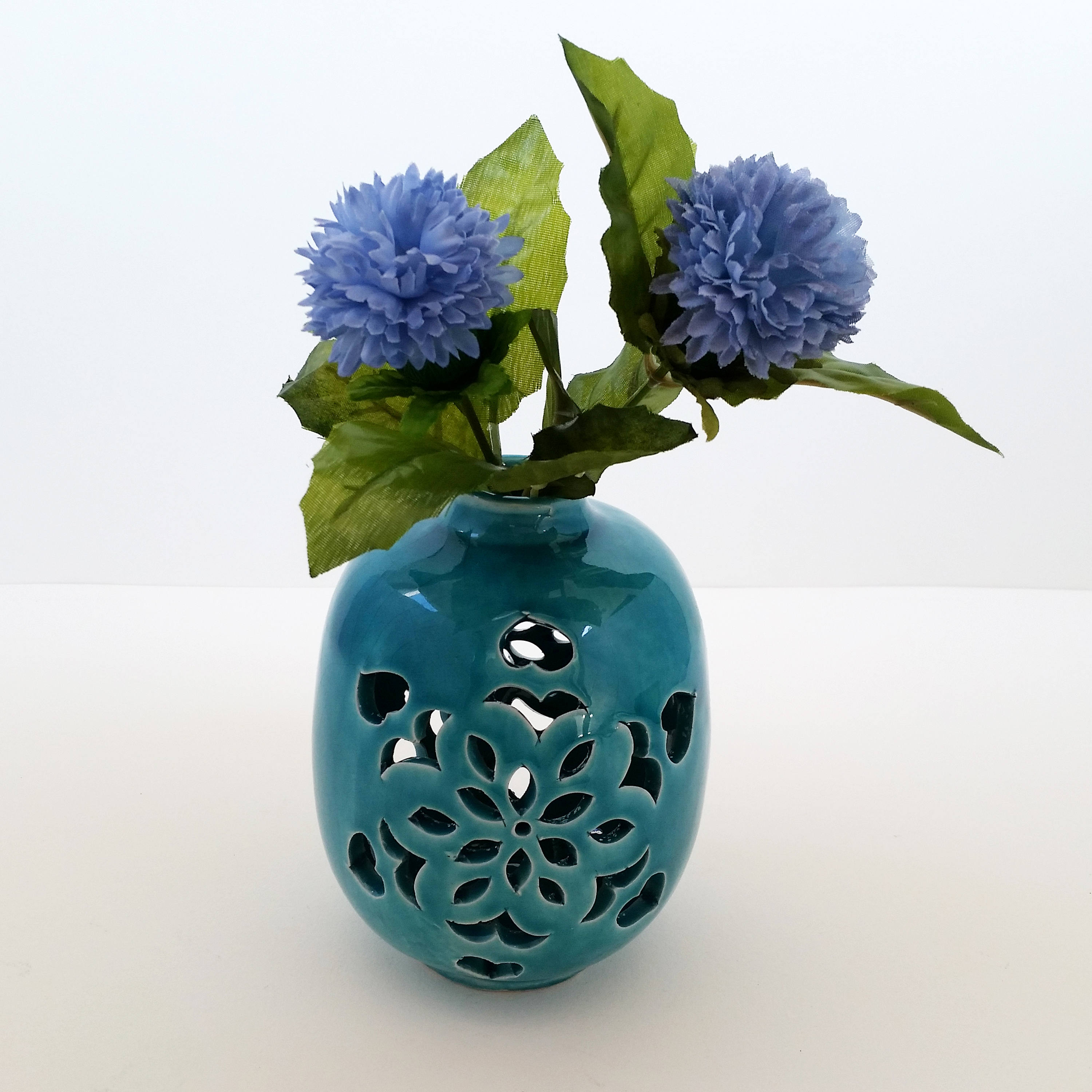 Turquoise Ceramic Vase Home Decor Turquoise Pottery Etsy