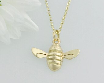 9ct Gold Honey Bee Pendant Charm 