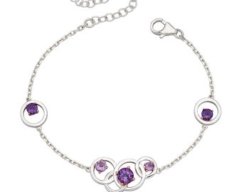 Silver Amethyst bracelet. Birthstone bracelet Amethyst February