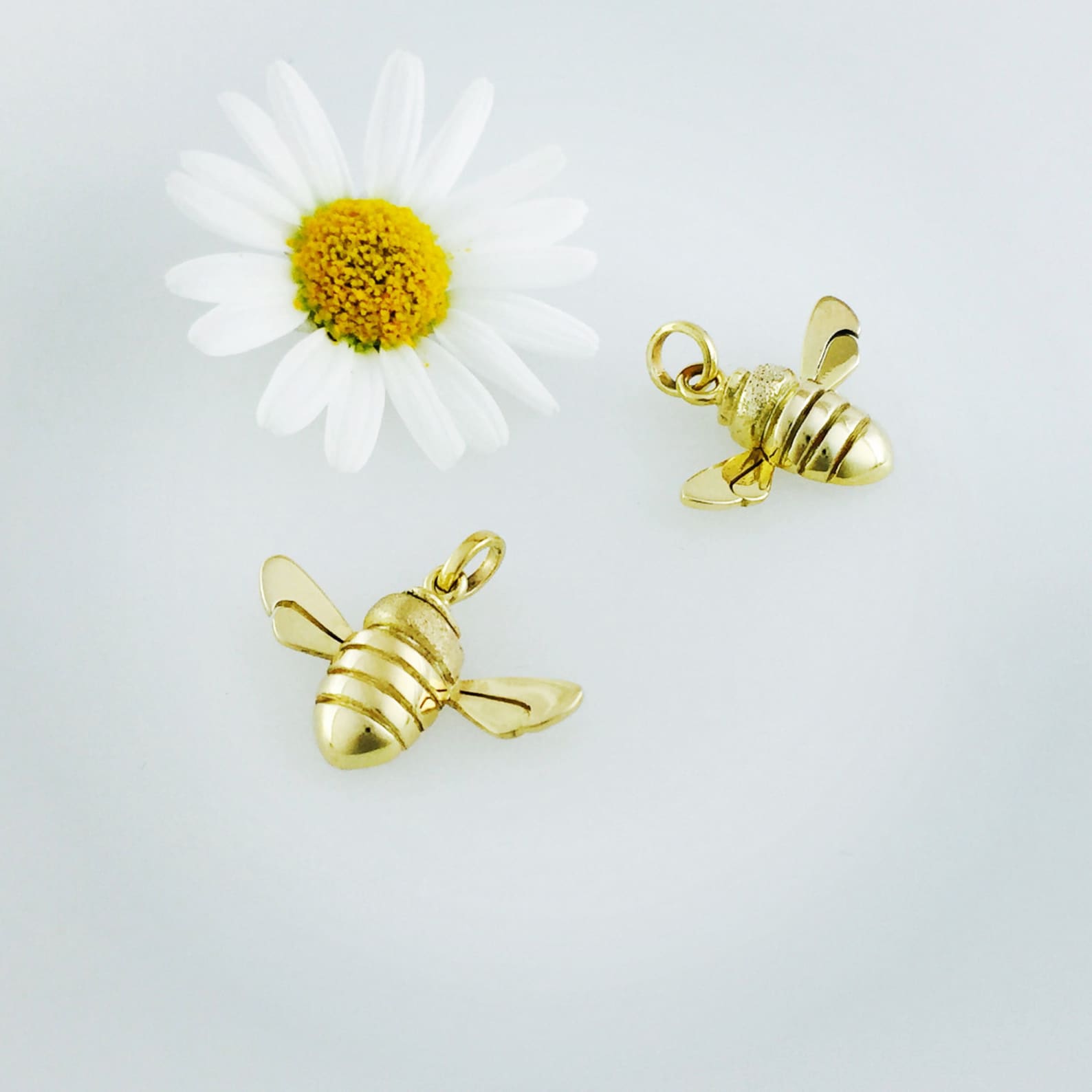 9ct Gold Honey Bee pendant charm necklace Handmade in solid Etsy