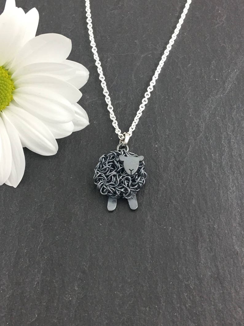 Silver black sheep necklace, individually hand crafted in Wales at Jeffs Jewellers. Stamped silver image 2