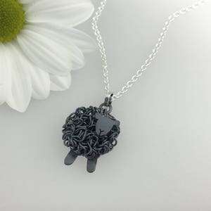 Silver black sheep necklace, individually hand crafted in Wales at Jeffs Jewellers. Stamped silver image 1