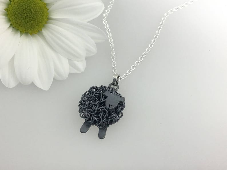 Silver black sheep necklace, individually hand crafted in Wales at Jeffs Jewellers. Stamped silver image 1