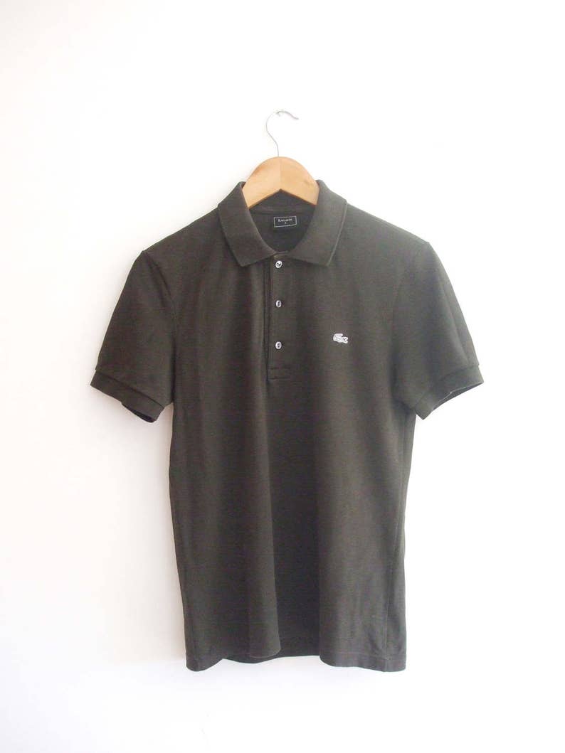 Algodón Polo Botón De Lacoste Marrón CortaSz2Pequeños Manga Tres Camisa bfgy67vY