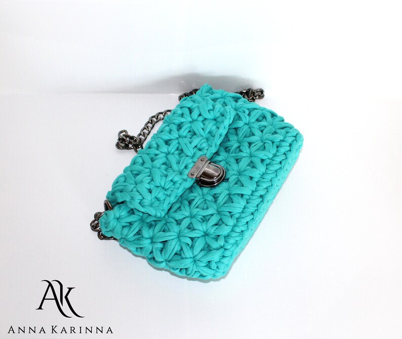 Turquoise Color Bag Turquoise Crochet Bag Luxury Crochet | Etsy