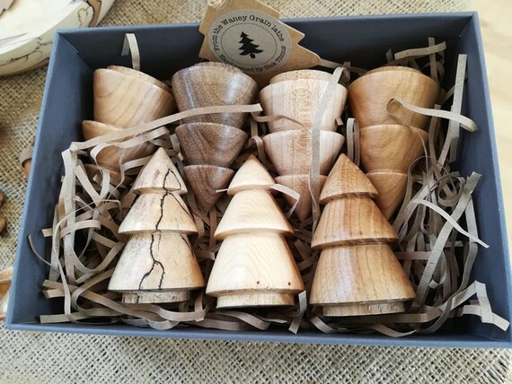 Beautiful Hand-turned Christmas Tree Forest in Gift Box