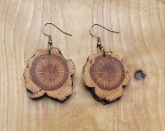 Natural wooden earrings made from cork oak, natural, vegan & ecological *unique piece*