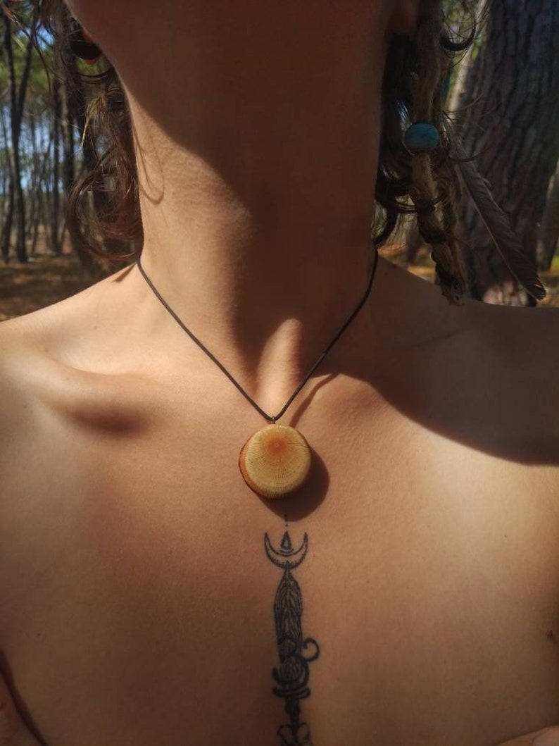 Wooden chain pendant vegan handmade /& ecological *unique* with cotton cord