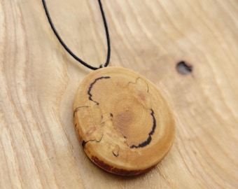 Natural wooden necklace, handcrafted from birch