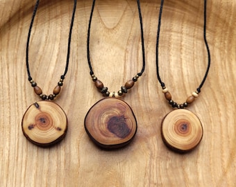 Natural, handcrafted wooden pendant - redwood or yew, vegan & eco-friendly *unique piece* with cotton cord