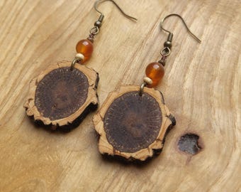 Natural wooden earrings made from cork oak, natural, vegan & ecological *unique piece*
