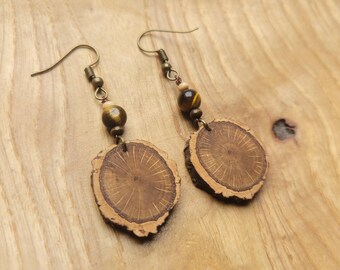 Natural wooden earrings made from cork oak, natural, vegan & ecological *unique piece*