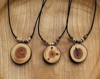 Handmade, small pendant made from yew wood - vegan & ecological *unique piece* with cotton cord