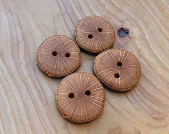 Handcrafted light natural wooden button made of beech, sustainable and vegan