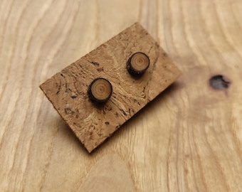 Wooden stud earrings, made from redwood, natural, ecological and vegan - handmade