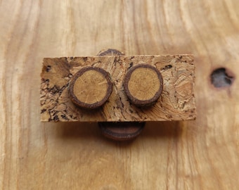 Small natural wooden stud earrings, oak, ecologically vegan, handmade