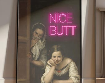 Décoration de salle de bain impertinente, cadeau sarcastique, affiche murale humoristique pour salle de sport « Joli fessier » (téléchargement numérique)