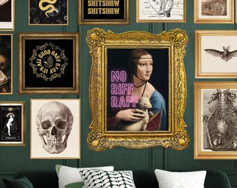 Eclectic Gallery Wall Art Prints: Funny Neon Altered Vintage Art (Digital Download)