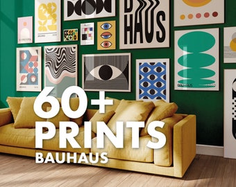 Set di poster Bauhaus di oltre 60 stampe d'arte da parete stampabili premium pacchetto geometrico astratto minimalista moderno della metà del secolo / download digitale