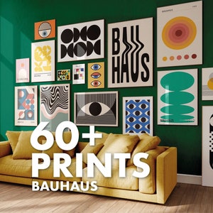 Bauhaus poster set of 60+ premium printable wall art prints mid century modern minimalist abstract geometric bundle | digital download