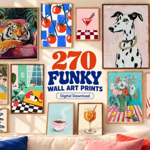 Eclectic Funky Wall Art Set, Colorful Maximalist Posters, Dopamine Decor (Digital Download)